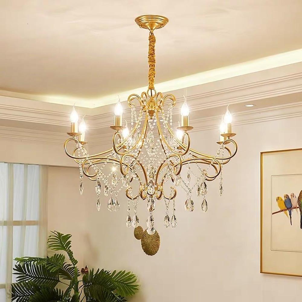 Vintage 8 - Light Candle Chandelier with Crystal Accents