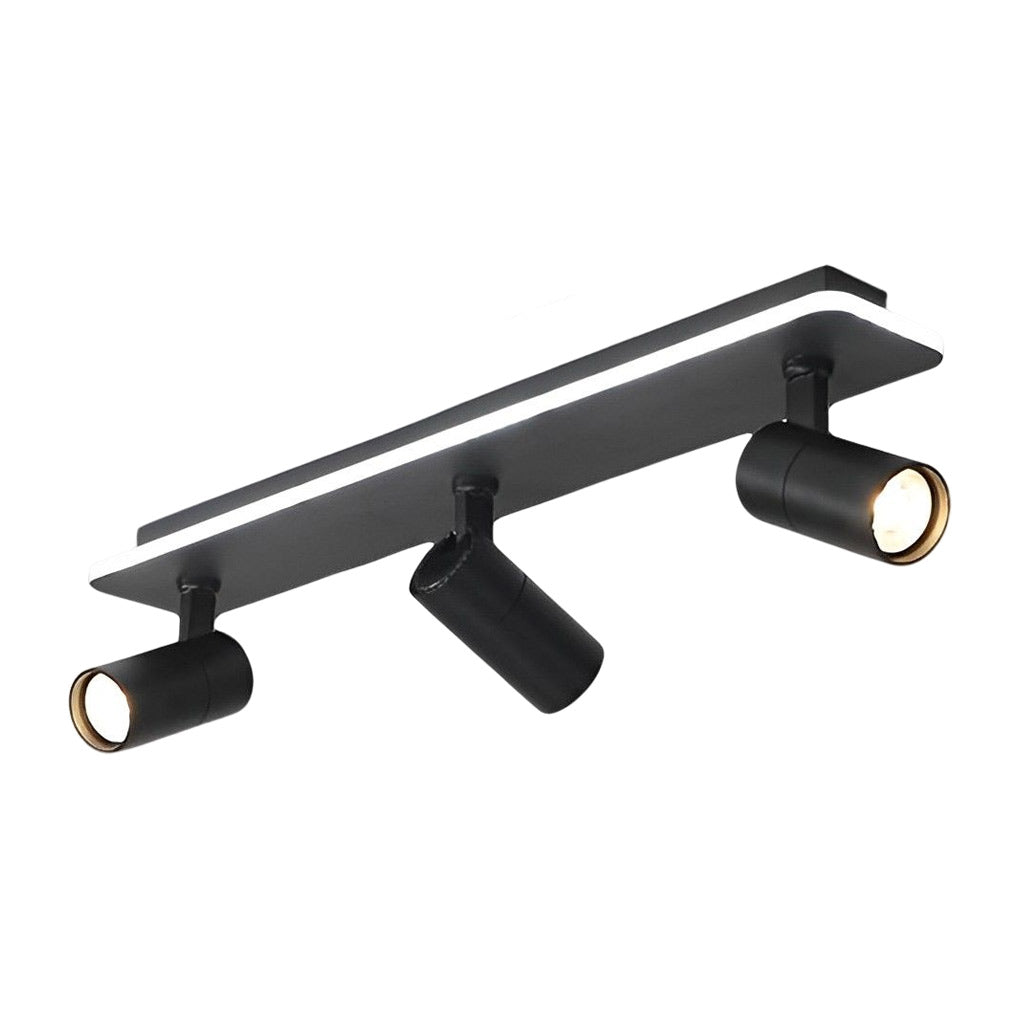 Spotlight Fixture with three adjustable heads in black, providing versatile ceiling lighting for larger interior areas.