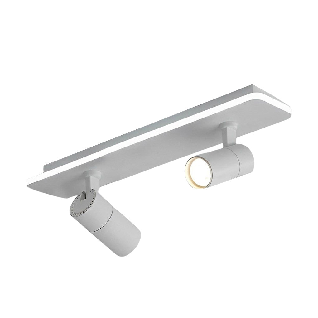 Spotlight Fixture product image in white finish, featuring two cylindrical spot heads on a sleek ceiling bar.