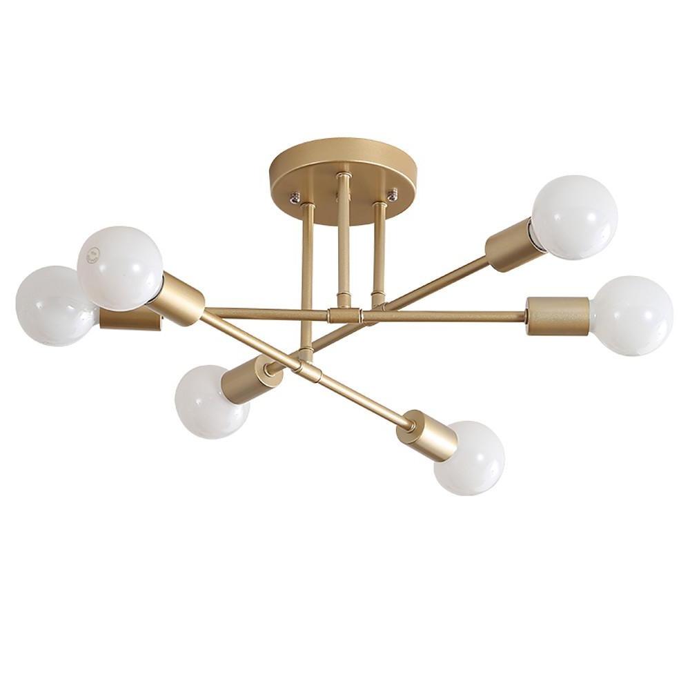 6 - Light Globes LED Linear Sputnik Chandelier Modern Semi - Flush Mount Ceiling Light