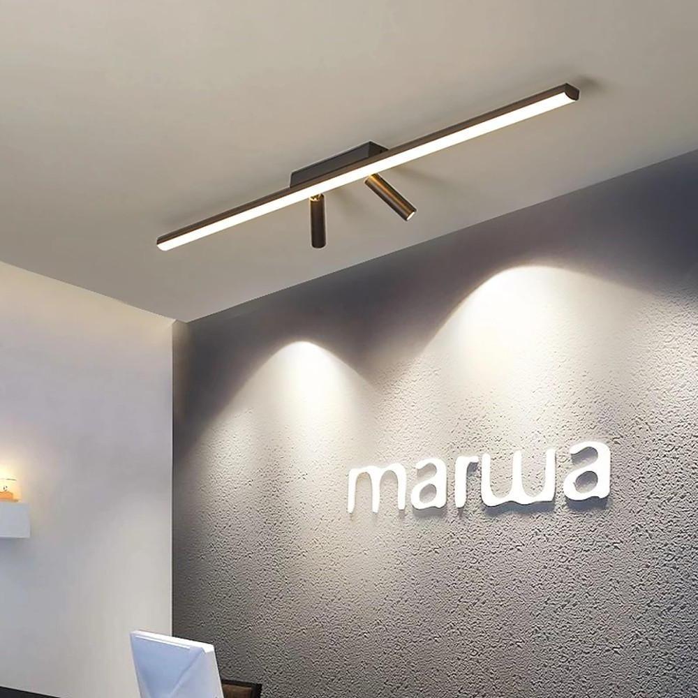 Unique 2 - Spotlights Black Linear Semi - Flush Mount Ceiling LED Light