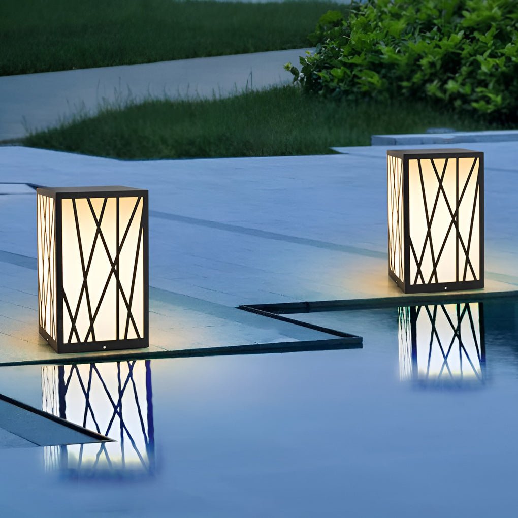 Square 20W LED Waterproof Modern Solar Post Lights Outdoor Pathway Lights - Dazuma