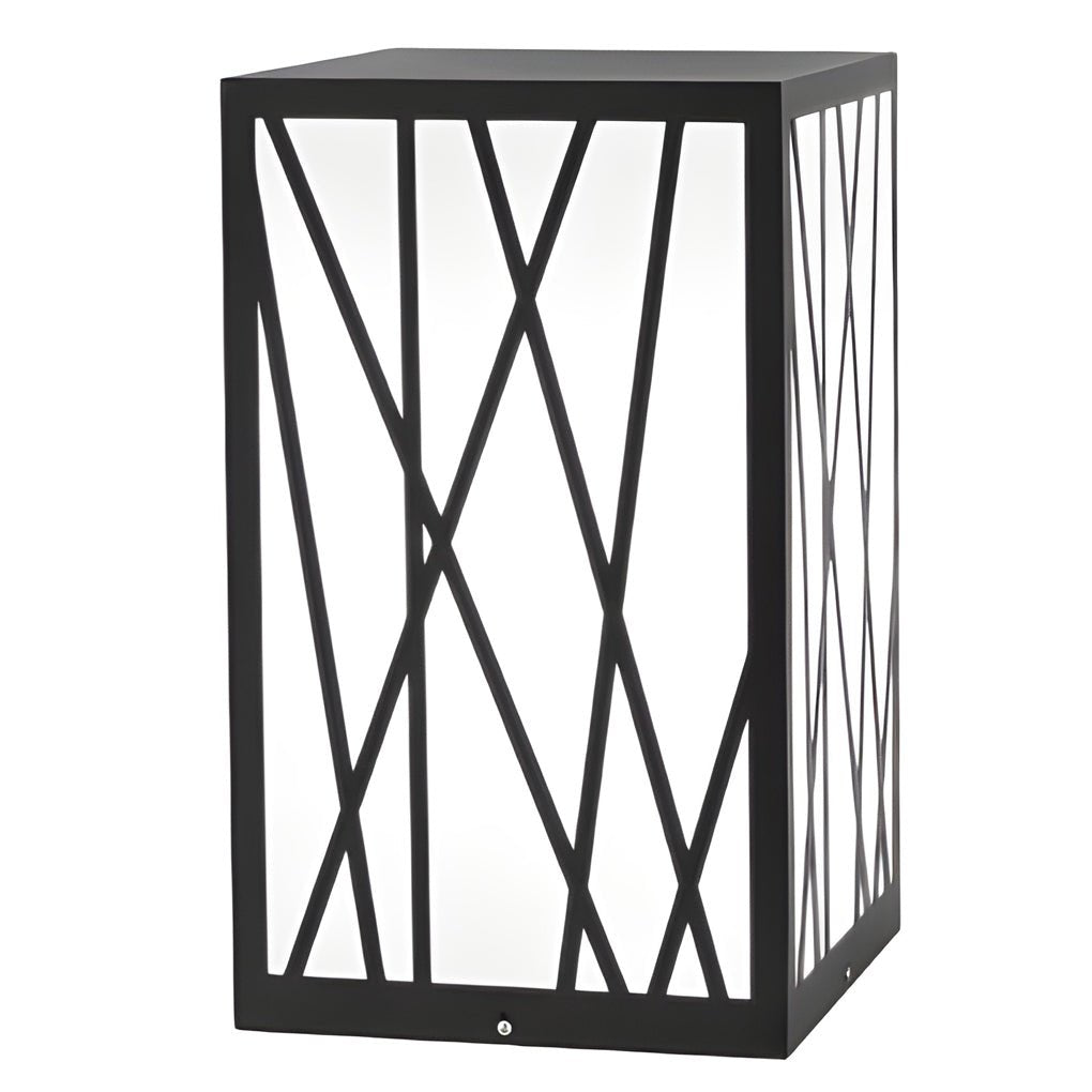 20W Square Solar LED Bollard Lights with Linear Pattern Lampshade