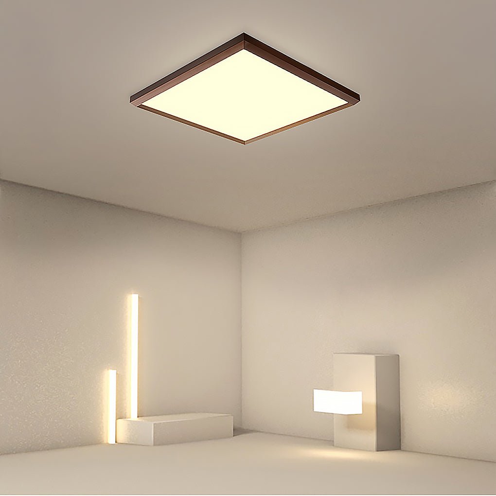 Square Modern Flush Mount Lighting Brown Frame Dimmable LED Ceiling Li –  Dazuma