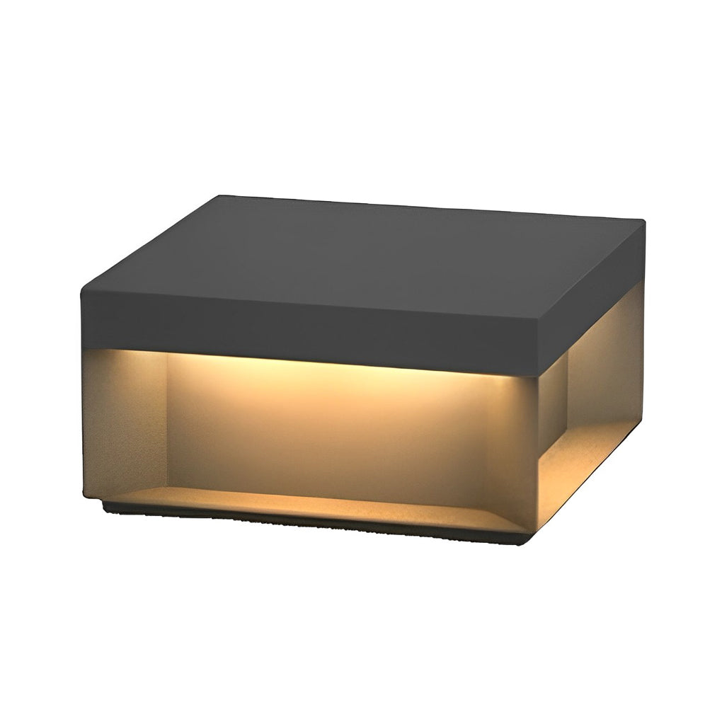 Square solar deck lights isolated product image showing compact modern cube design.