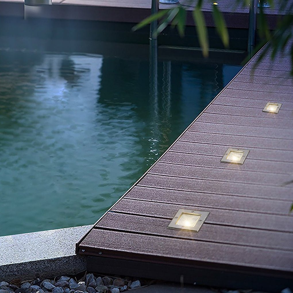 Square 90 - 260V In - Wall Recessed 4W LED Step Lights for Outdoor Stairs, Deck, and Patio