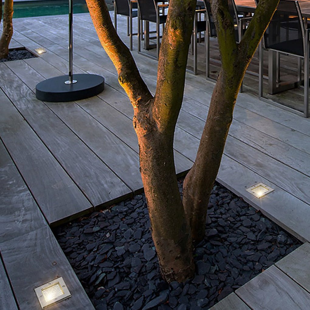 Square 90 - 260V In - Wall Recessed 4W LED Step Lights for Outdoor Stairs, Deck, and Patio