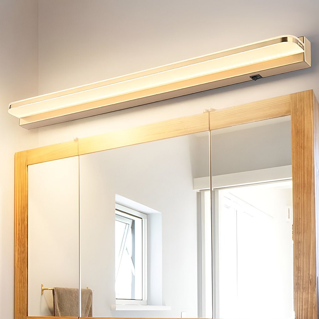 LED Bathroom Vanity Light with Wall - Mounted Panel and Polished Iron Trim