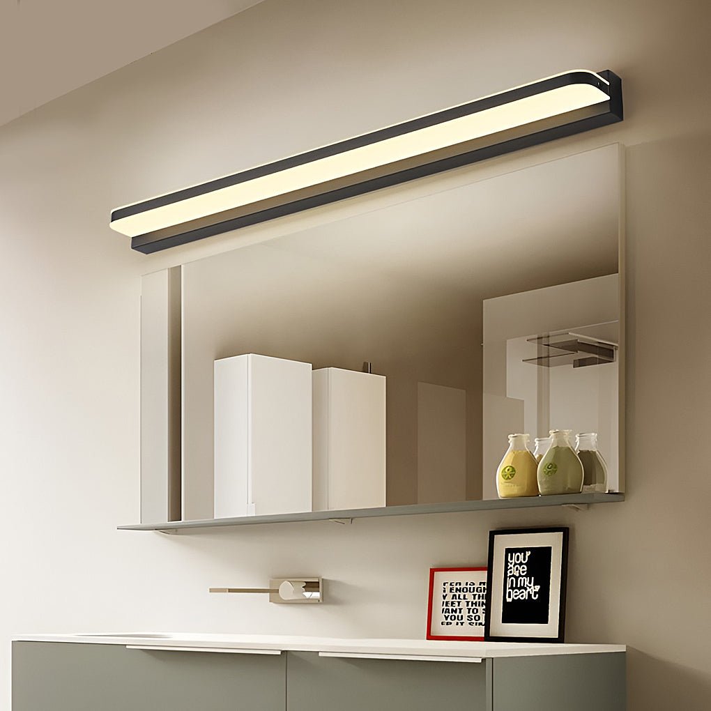 LED Bathroom Vanity Light with Wall - Mounted Panel and Polished Iron Trim