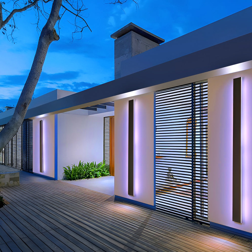 Bring dynamic color to your outdoor areas with black long LED RGB linear light outdoor waterproof wall lighting, energy-saving and stylish.