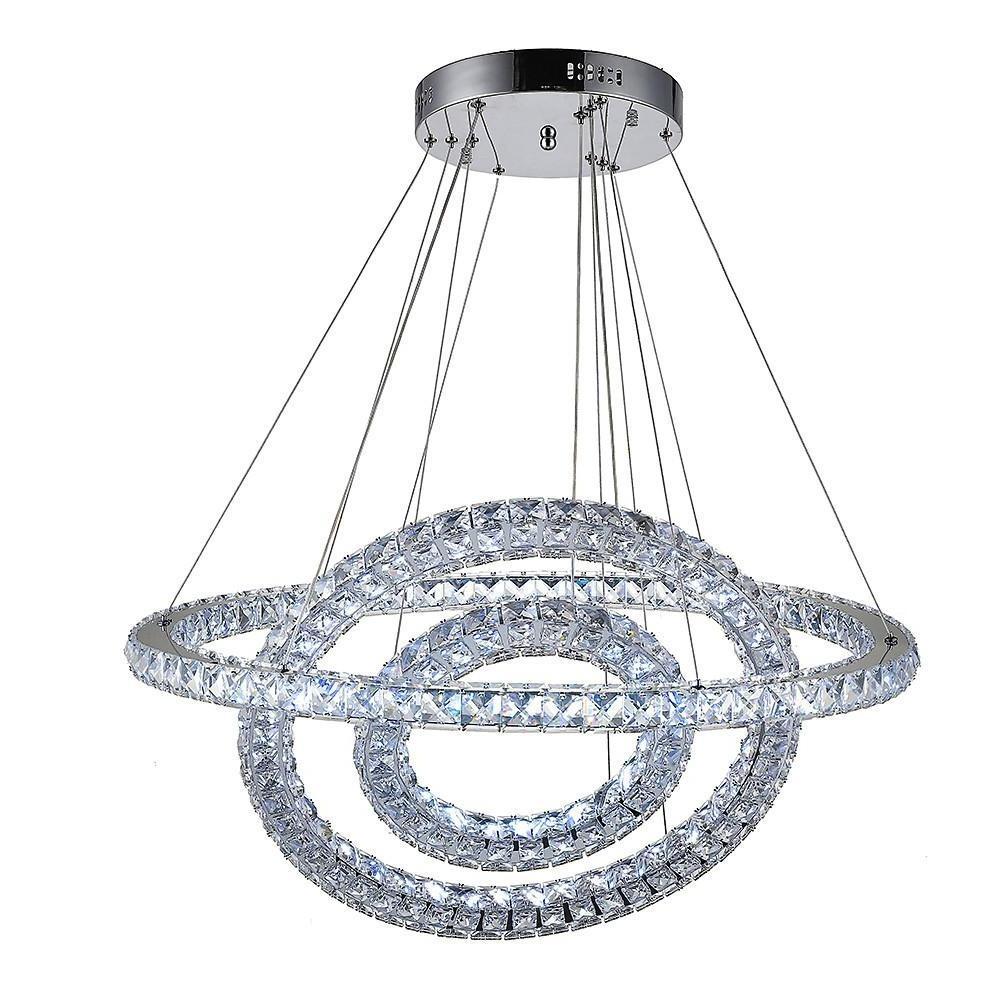 28'' LED 1-Light LED Eye Protection Crystal Adjustable Creative Chandelier LED Chic & Modern Metal Crystal Novelty Geometrical Circle Circle Design