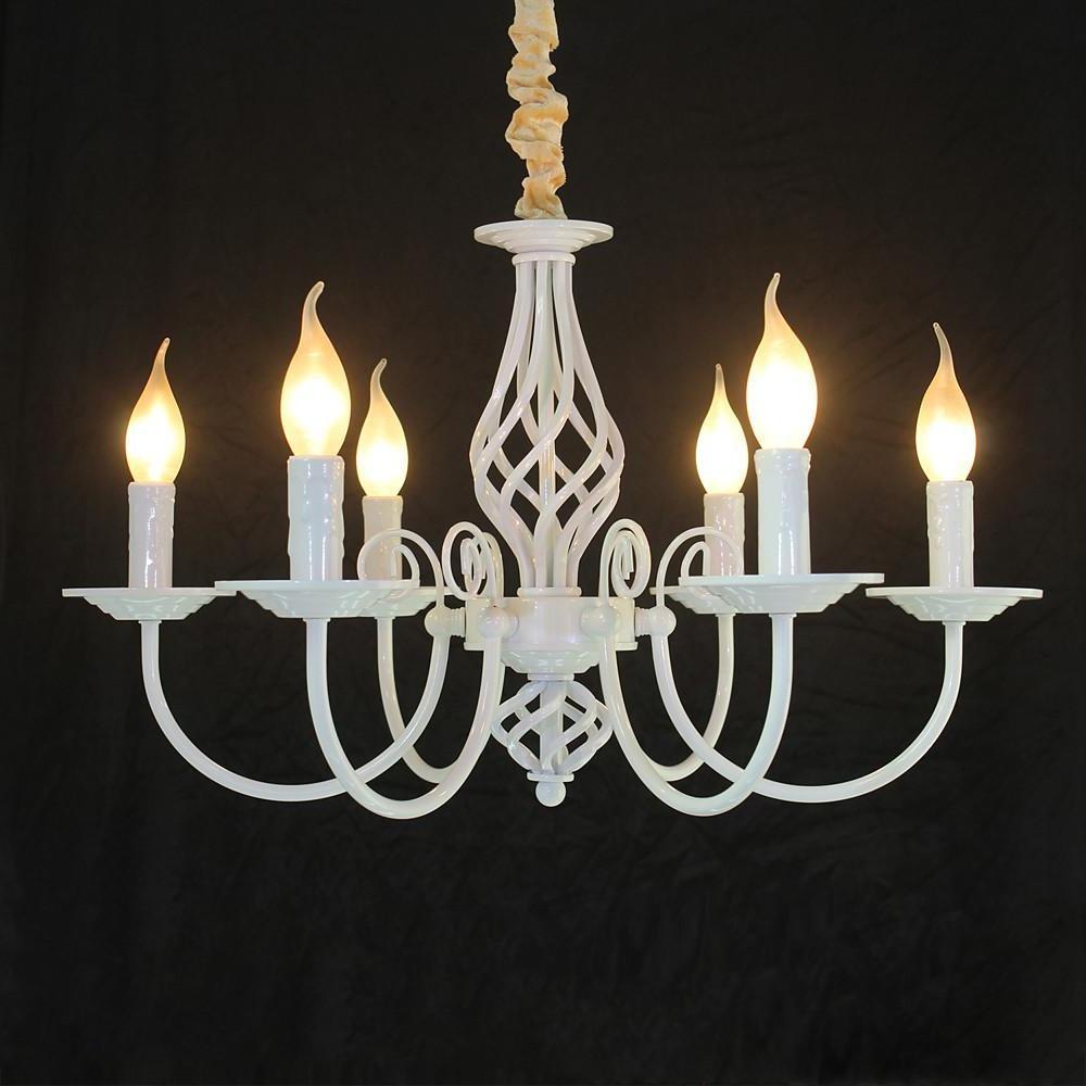 Incandescent LED 6-Light Candle Style Chandelier Traditional Classic Metal Candle-Style Design