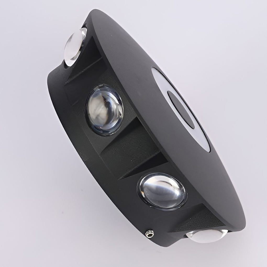 Sunflower LED wall light dimensions, front view with size specifications.