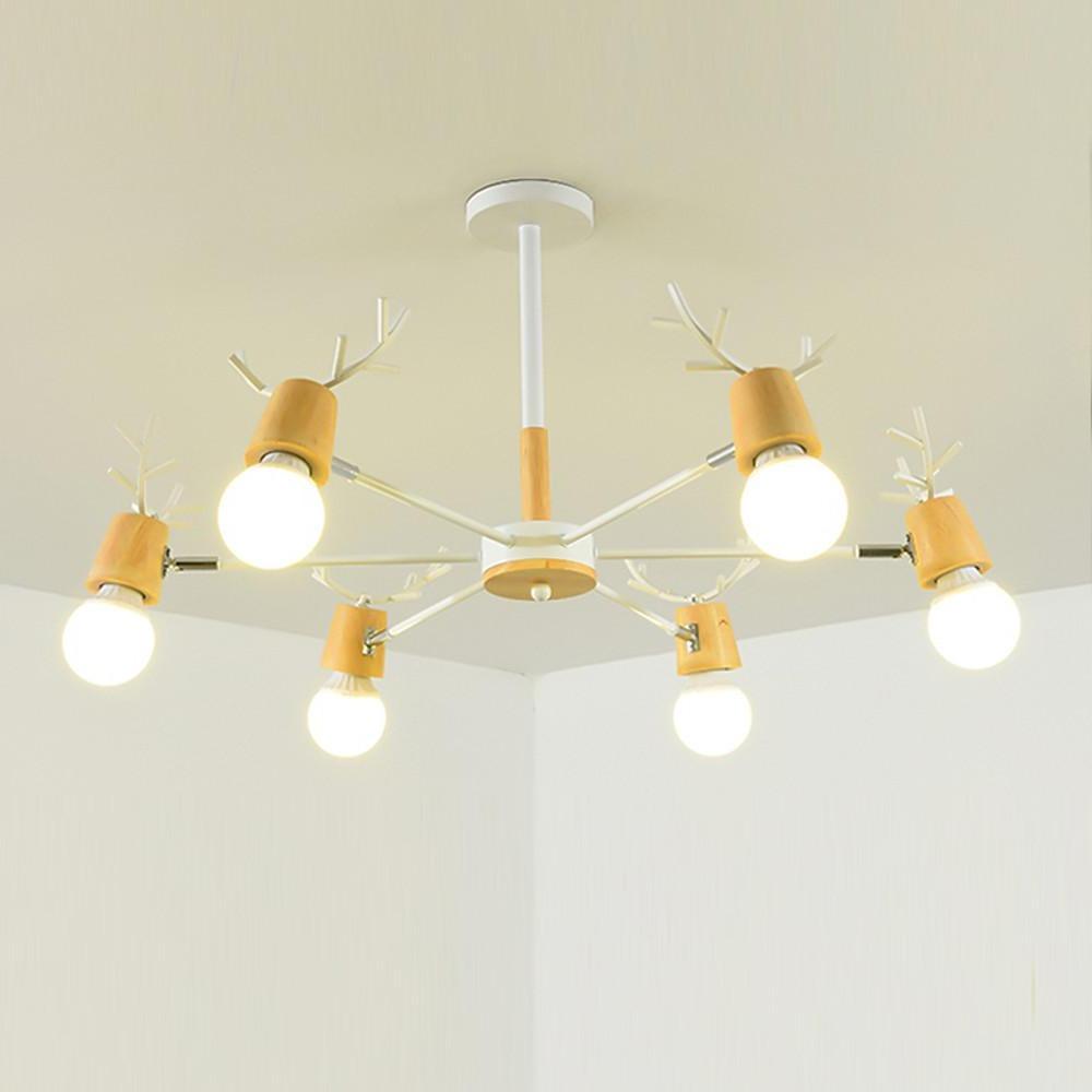 31'' LED Incandescent 6-Light Sputnik Design Chandelier Nordic Style Contemporary Metal Wood Bamboo Chandeliers