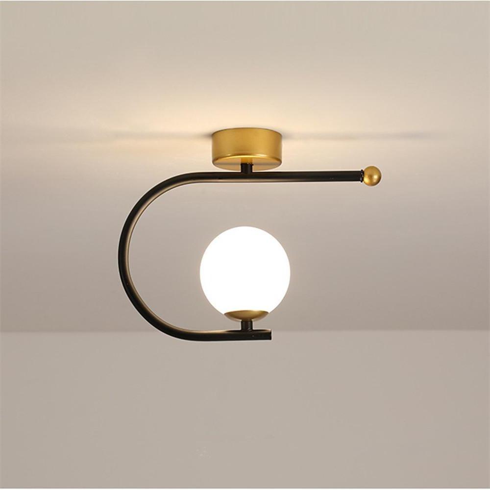Black Flush Mount Ceiling Light Curves Globe Traditional Light