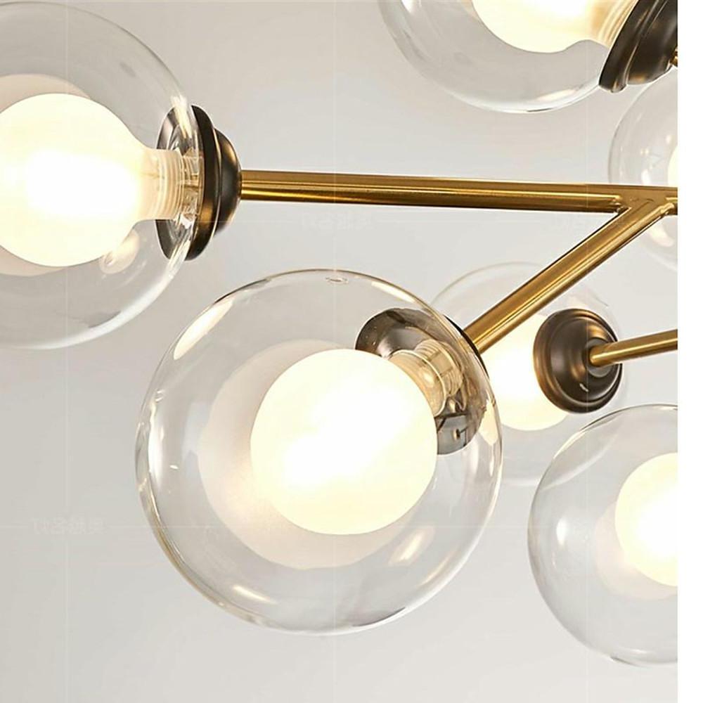 35'' LED 12 Bulbs Lantern Desgin Flush Mount Lights Modern Metal Glass Pendant Lights