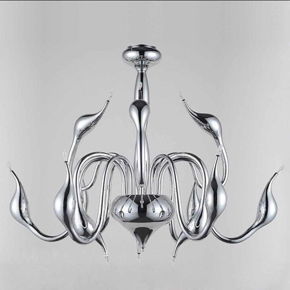 Swan chandelier isolated on white background front view.