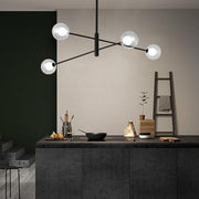 4 - light Glass LED Linear Design Black Modern Sputnik Chandelier Ceiling Lights