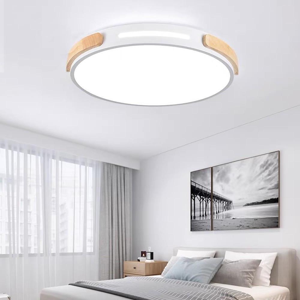 17'' LED 1-Light Lantern Desgin Flush Mount Lights Modern Metal Acrylic Wood Bamboo Lantern Design-dazuma