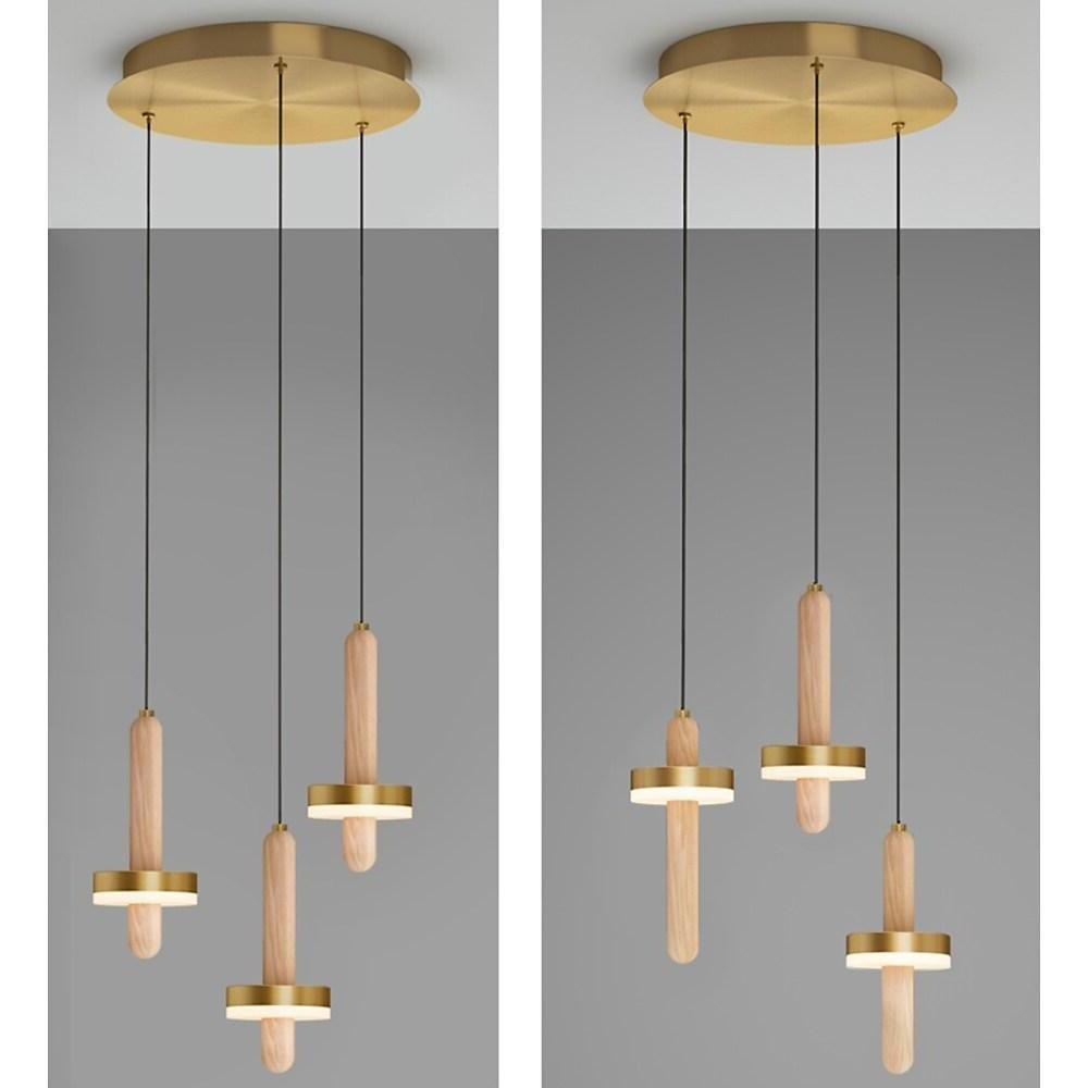 4'' LED 3-Light 1-Light Single Design Pendant Light Nordic Style LED Wood Bamboo Copper Island Lights