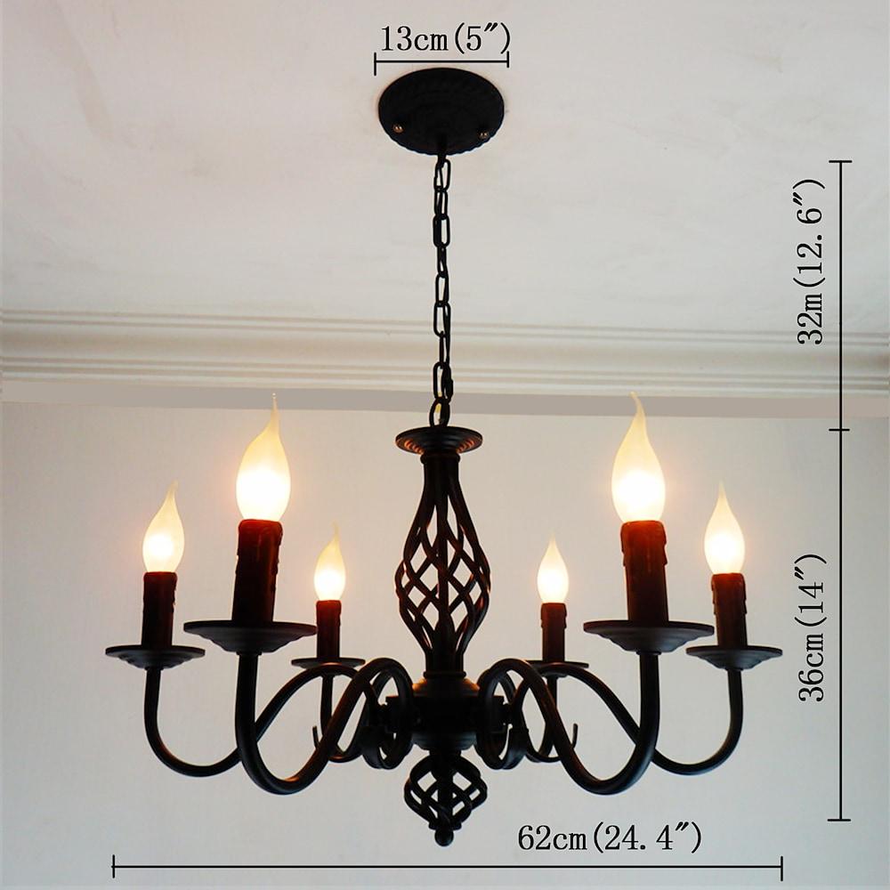 14'' LED Incandescent 6-Light Candle Style Chandelier Chic & Modern Metal Candle-style Candle-Style Design