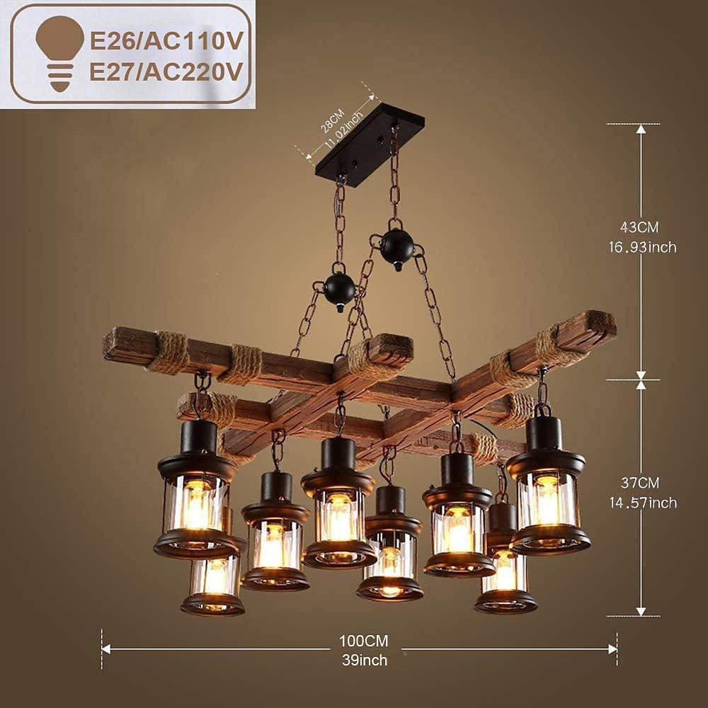39'' LED Incandescent 8-Light Single Design Geometric Shapes Ceiling Lights Vintage Country Wood Bamboo Glass Industrial Island Classic Style Vintage Style Artistic Style-dazuma