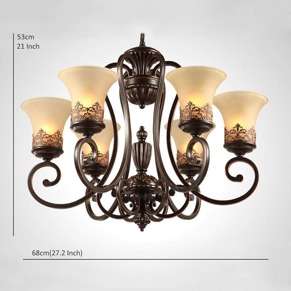 27'' Incandescent 5-Light Candle Style Vintage Metal Glass Ceiling Lights