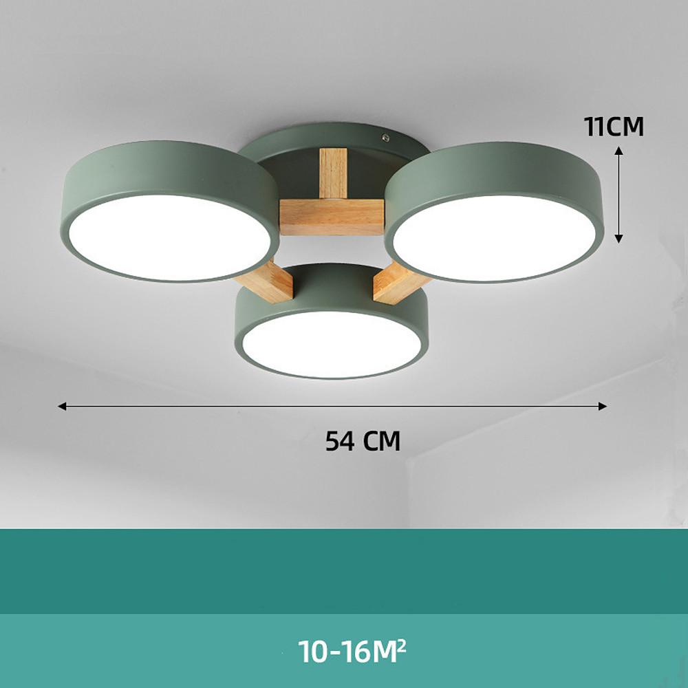3 Circle Flush Mount Ceiling Light Metal Wood LED Light
