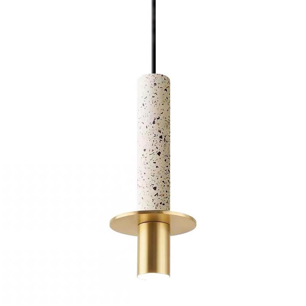 Chic terrazzo alabaster mini pendant lights with gold hardware isolated on a white background.