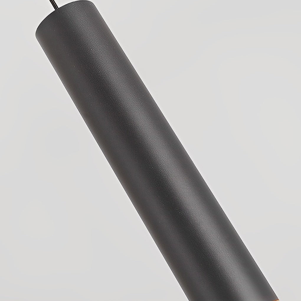 Textured matte black metal finish detail for a premium slim LED cylinder pendant light fixture.