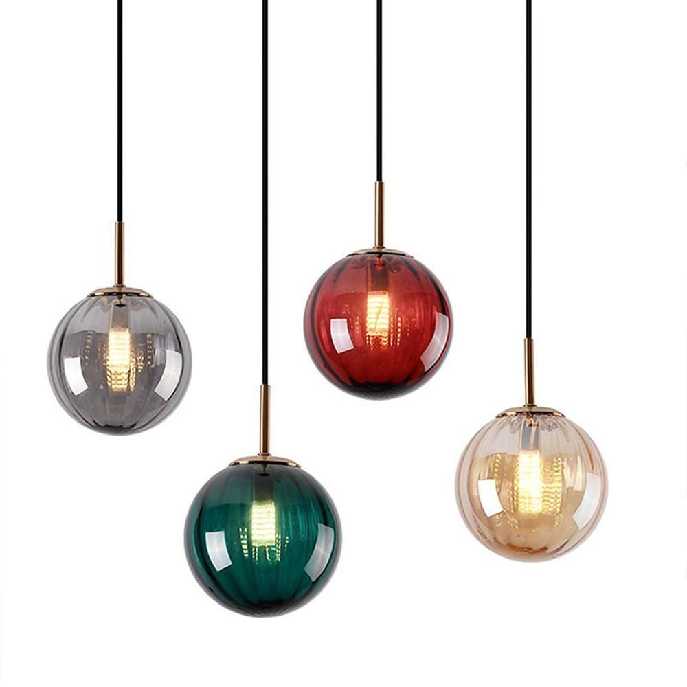 Ball - shaped Electroplated Metal Glass LED Modern Pendant Lighting