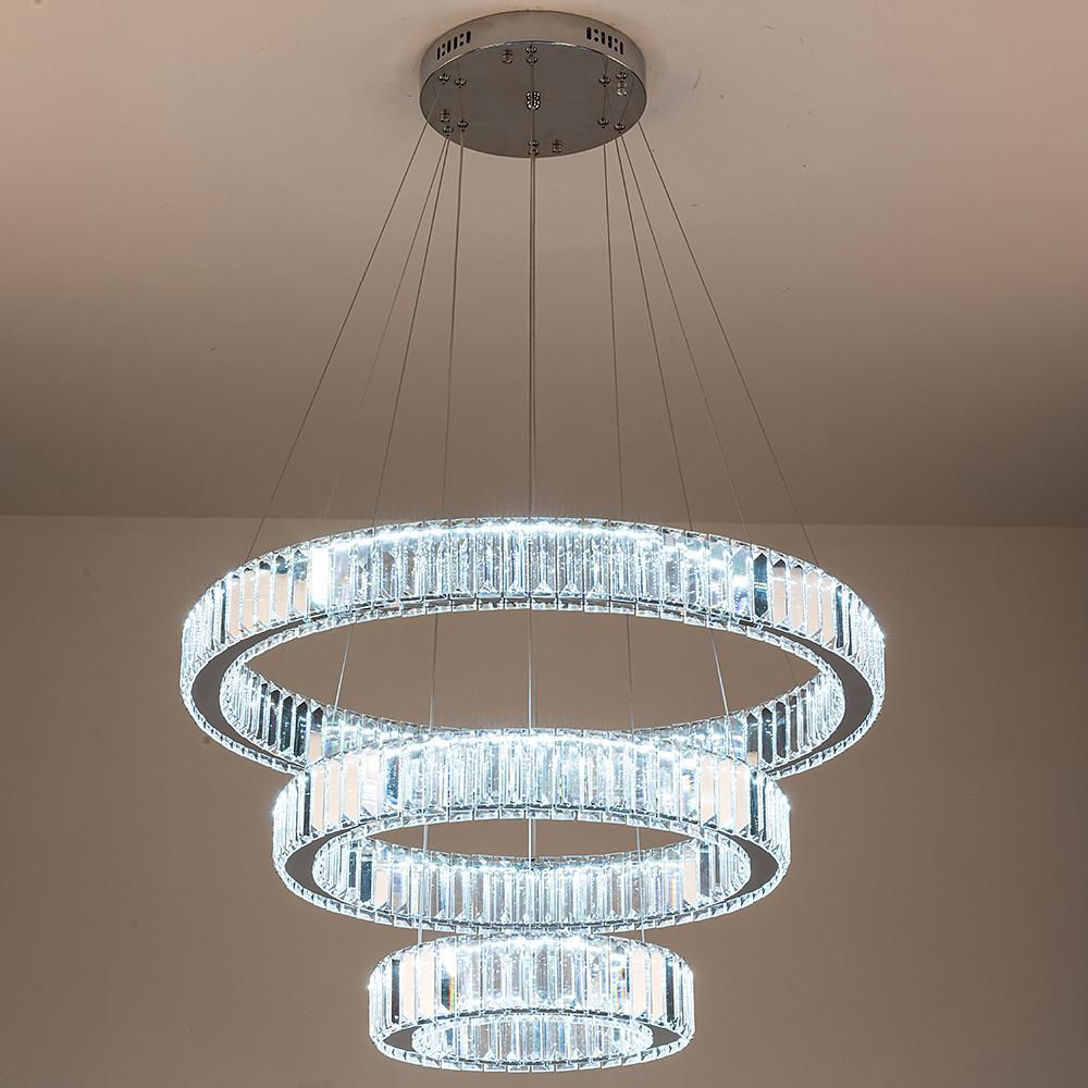 Chrome Crystal 3 - Tier Pendant Light Modern Chandelier