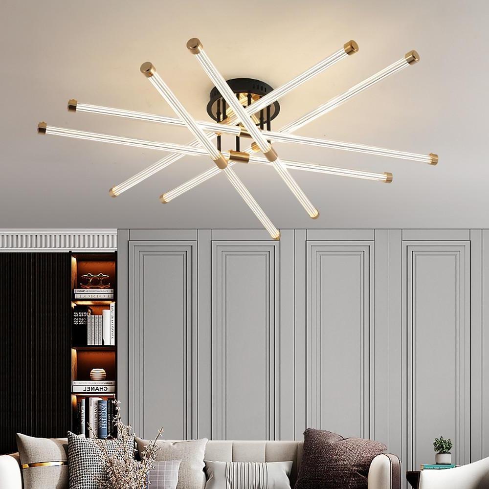 35'' LED 8-Light 6-Light 12 Bulbs Geometric Shapes Flush Mount Lights Nordic Style LED Acrylic Metal Flush Mounts Semi Flush Mounts-dazuma
