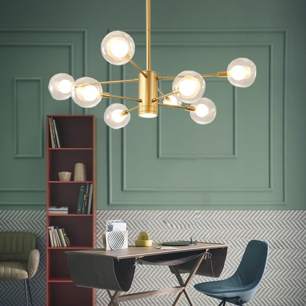 8 - light Glass LED Modern Sputnik Chandelier Hanging Lamp Island Lights