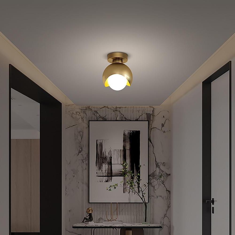 6'' LED 1 - Light Globe Small Flush Mount Light Nordic Copper Ceiling Light