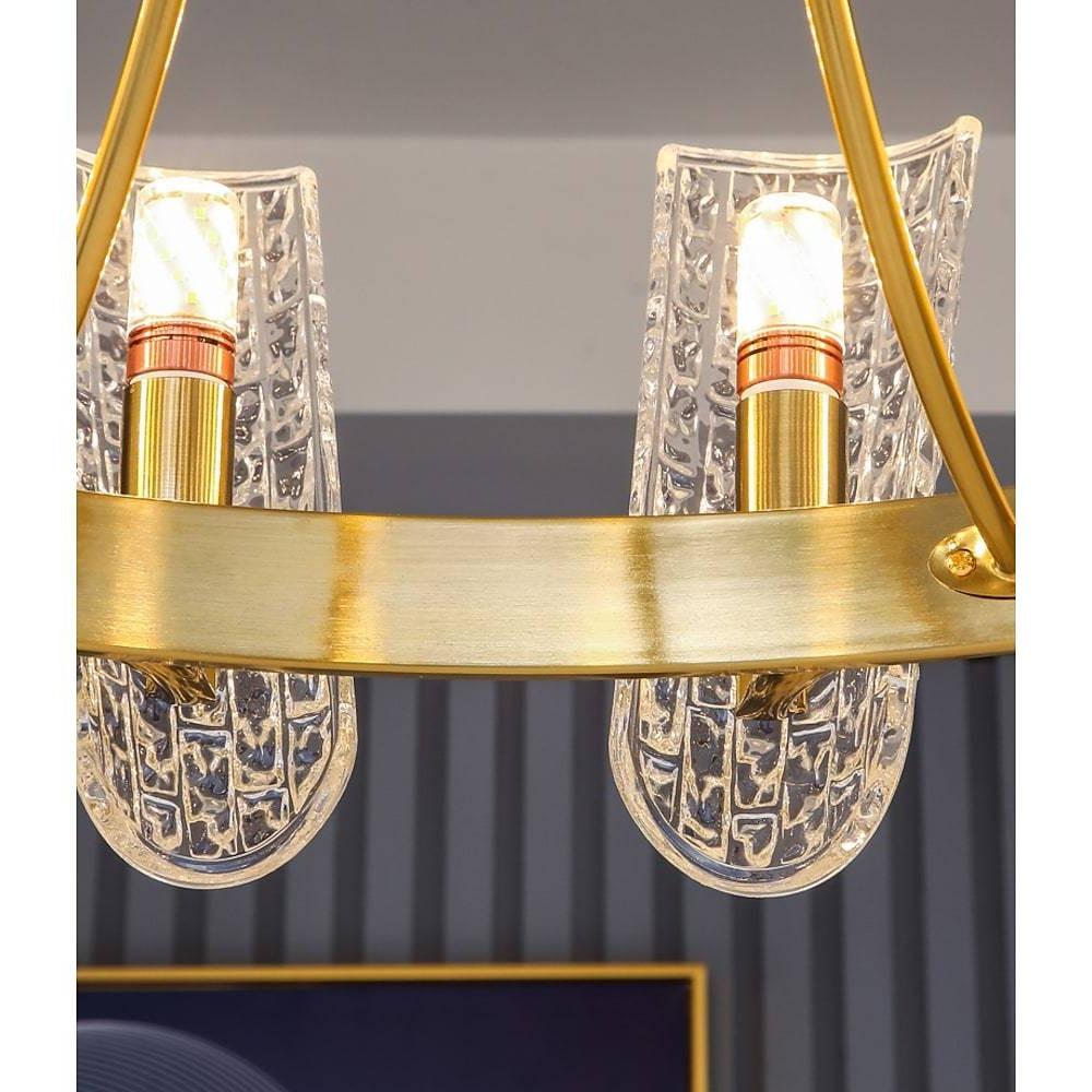 8 - light LED Electroplated Metal Glass Gold Classic Chandelier Pendant Lighting