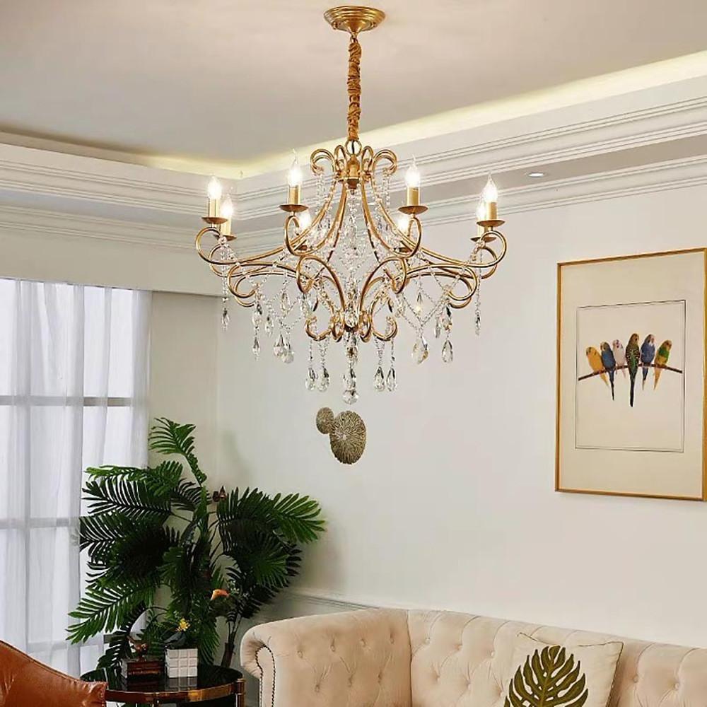 Vintage 8 - Light Candle Chandelier with Crystal Accents