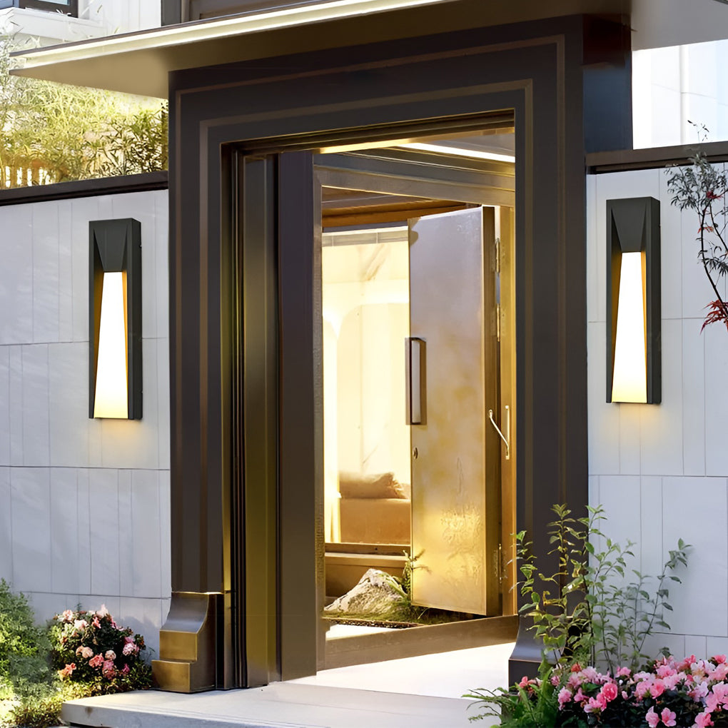 Top rated outdoor wall light installed at modern front entrance