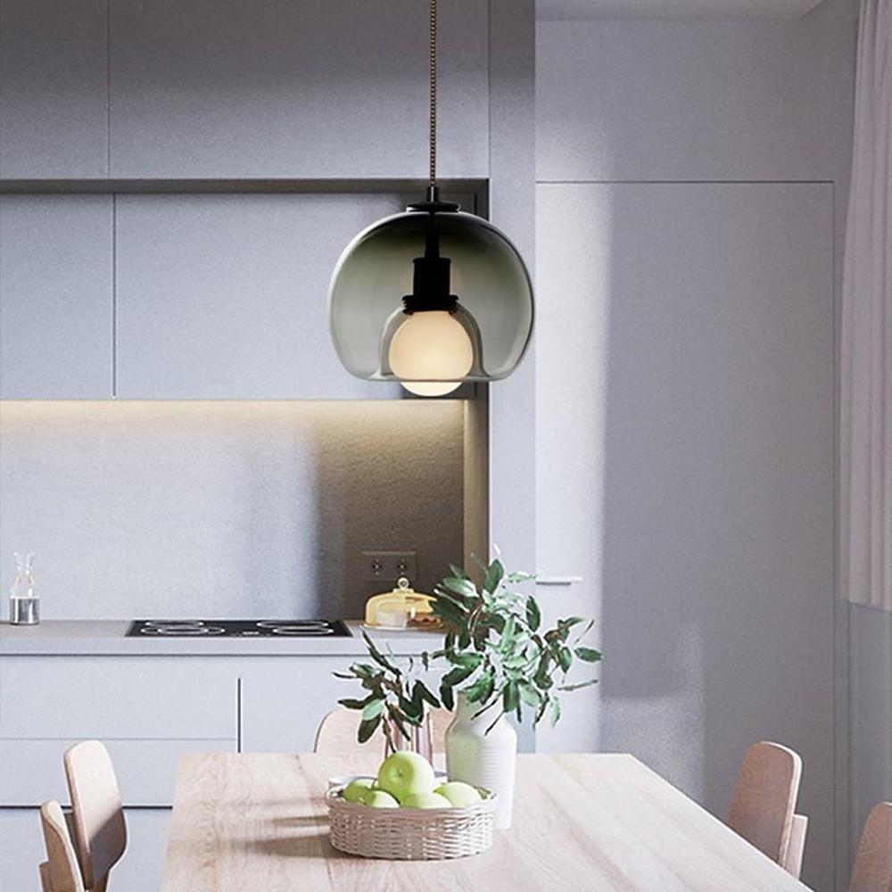 10'' LED Incandescent 1-Light Single Design Pendant Light Nordic Style Modern Glass Metal Island Lights-dazuma