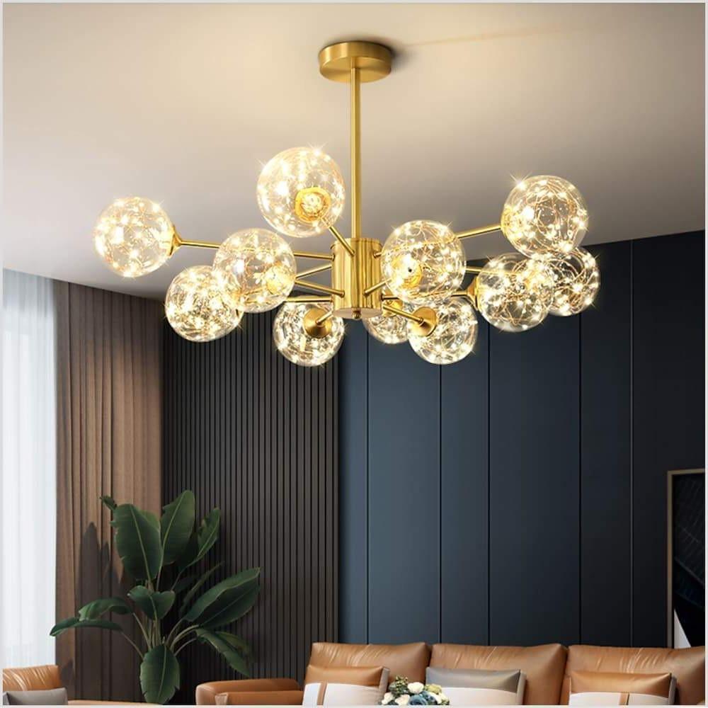 6 - light LED Glass Gold Modern Chandelier Kitchen Pendant Lighting