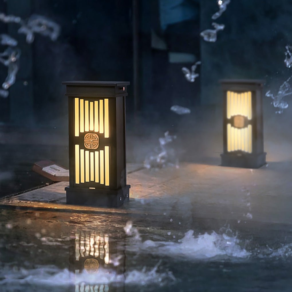 Traditional LED Post Light Retro Black Waterproof Outdoor Garden Lighting