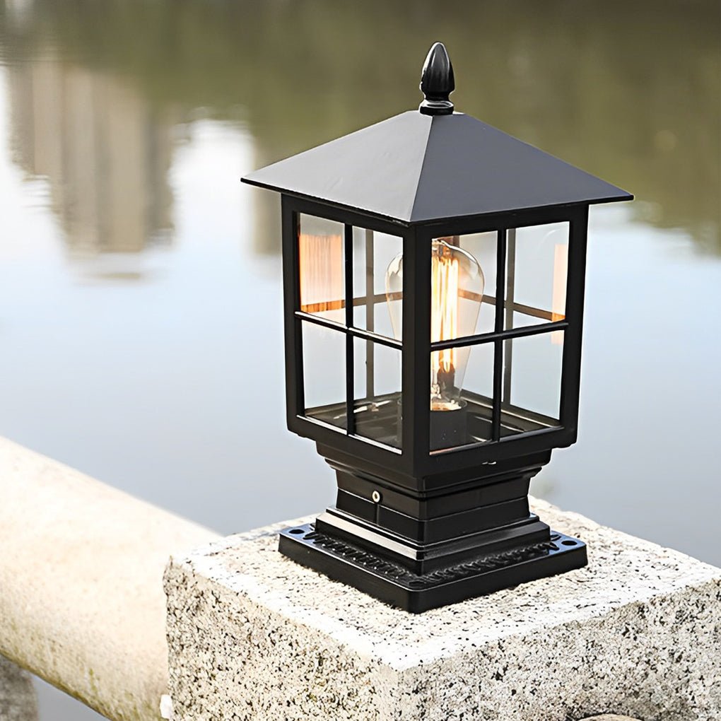 Traditional Square Waterproof LED Black Classic Post Caps Lights