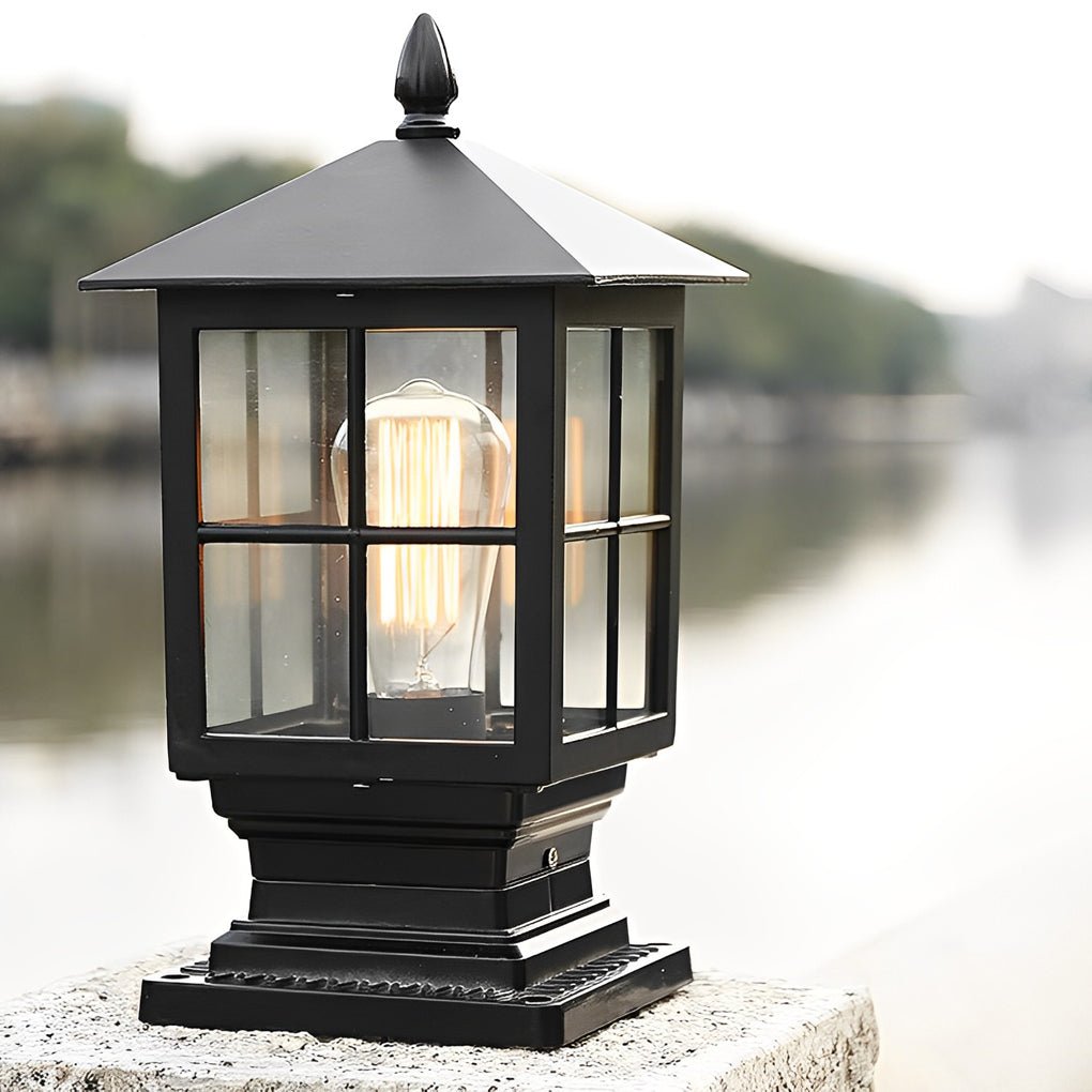 Traditional Square Waterproof LED Black Classic Post Caps Lights