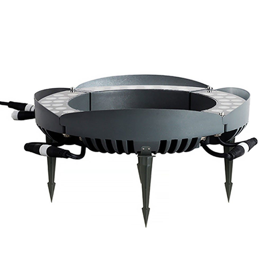 Modular tree ring light design for flexible landscape lighting layouts