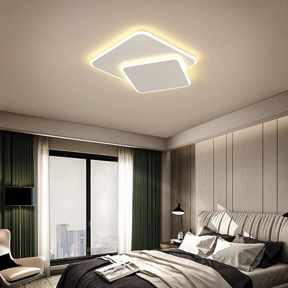 2 - Light White Square LED Flush Mount Ceiling Light for Bedroom