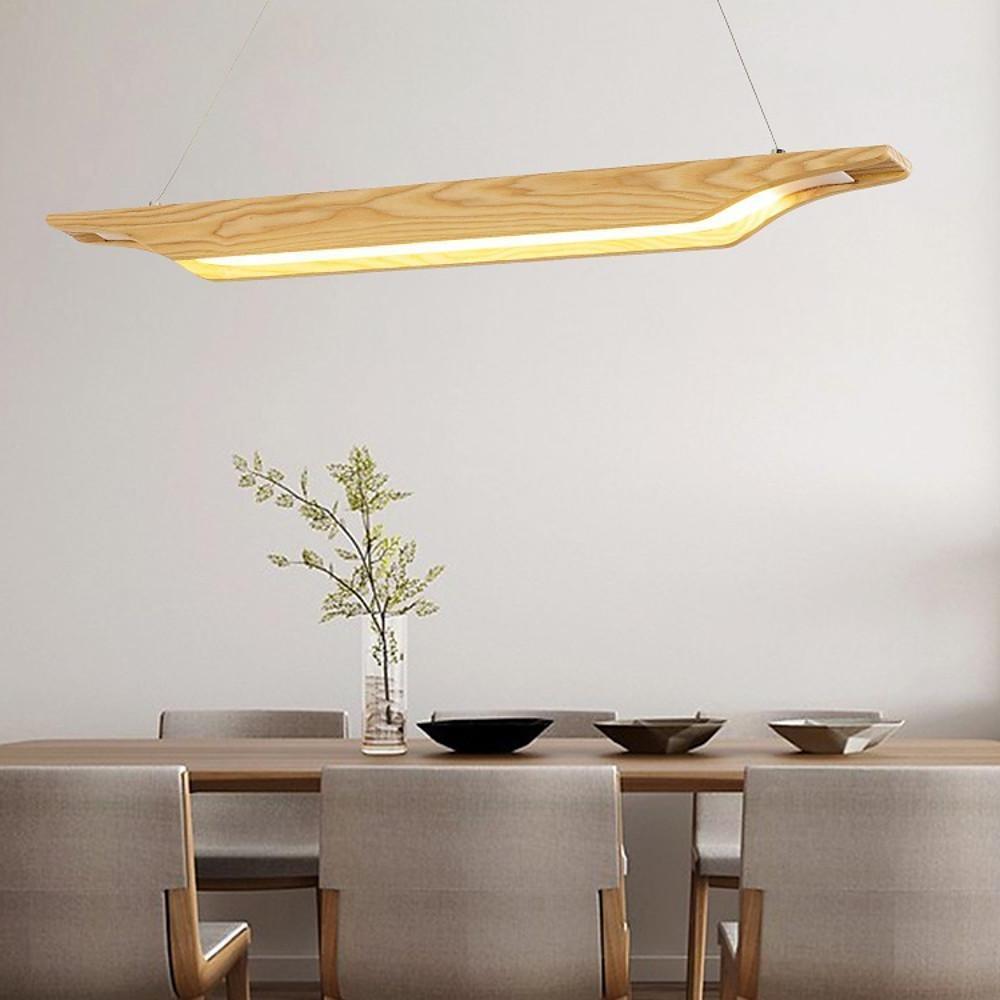 26'' LED 1-Light Single Design Pendant Light Nordic Style Modern Wood Bamboo Acrylic Island Lights-dazuma