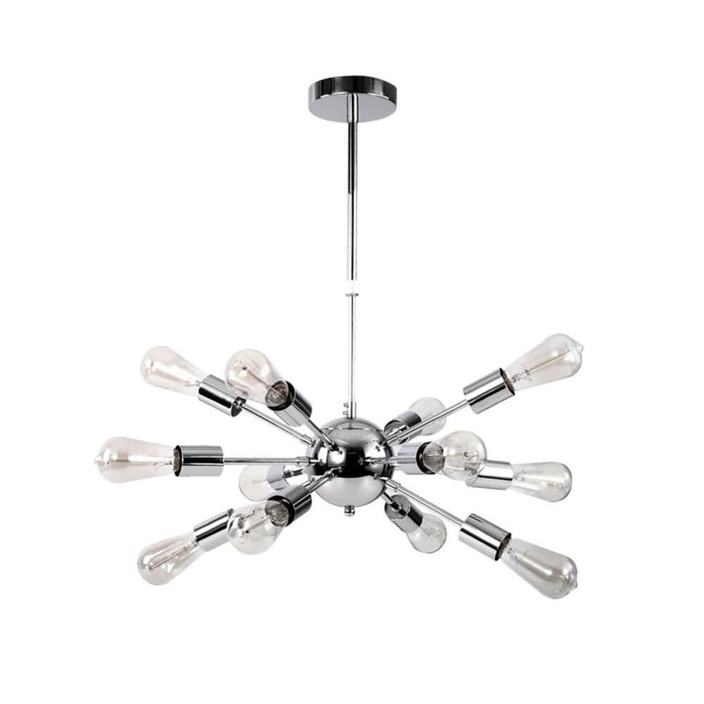 26'' LED Incandescent 12 Bulbs Creative Chandelier Vintage Country Metal Mini Sputnik Design
