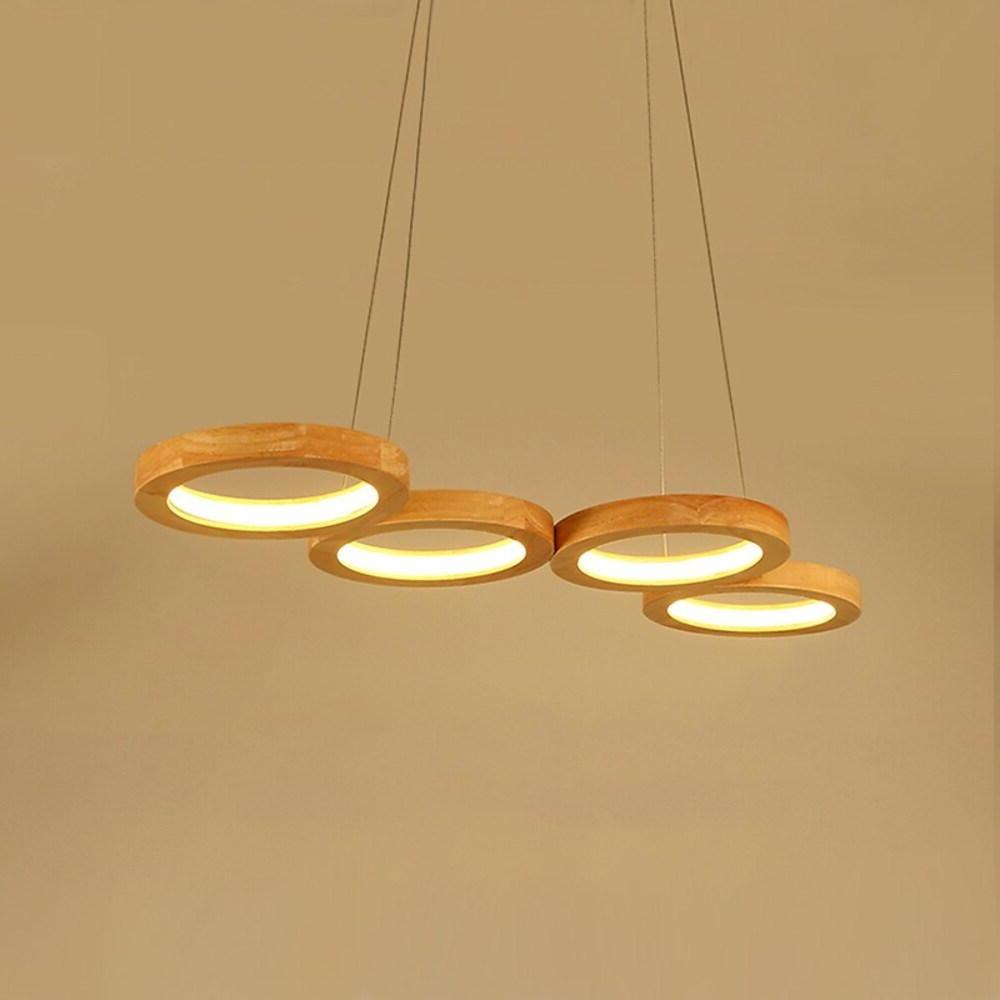 4 Circle Light Modern Wood Acrylic Design Pendant Lighting LED Kitchen Lighting Dining Room Lighting Ceiling Light