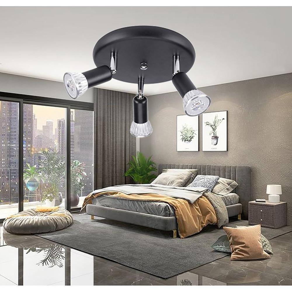 3 - Light Industrial Modern Metal Black Flush Mount Ceiling Light for Bedroom