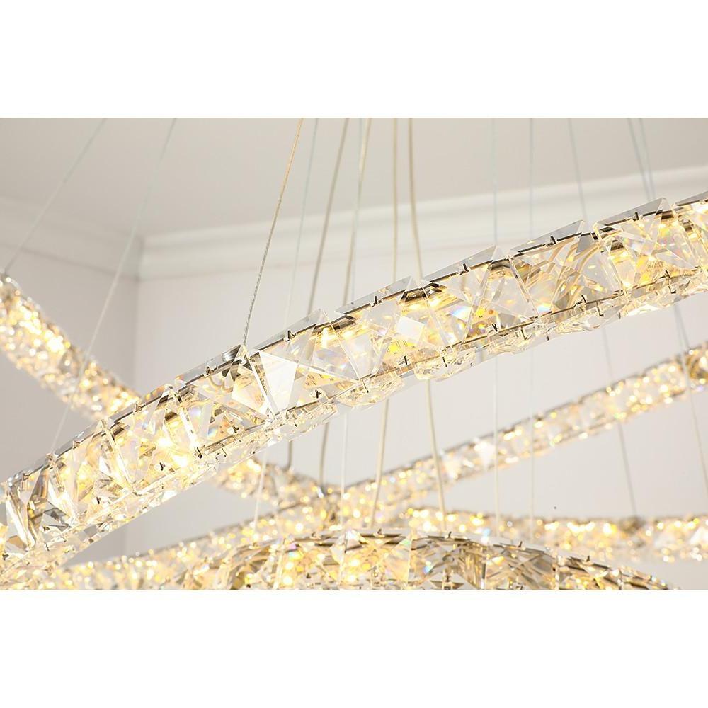 3/4 - Light LED Tiered Chandelier LED Crystal Ring Hanging Pendant Light